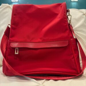 CHERUTY Red Backpack Nylon Anti-theft Casual Lightweight Travel Shoulder Bag EUC